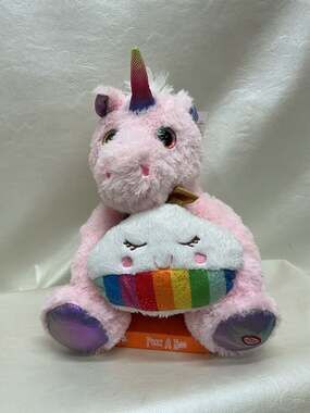 NWT ToyMazing Peek-A-Boo Interactive Plush Pink Unicorn with Rainbow Cloud